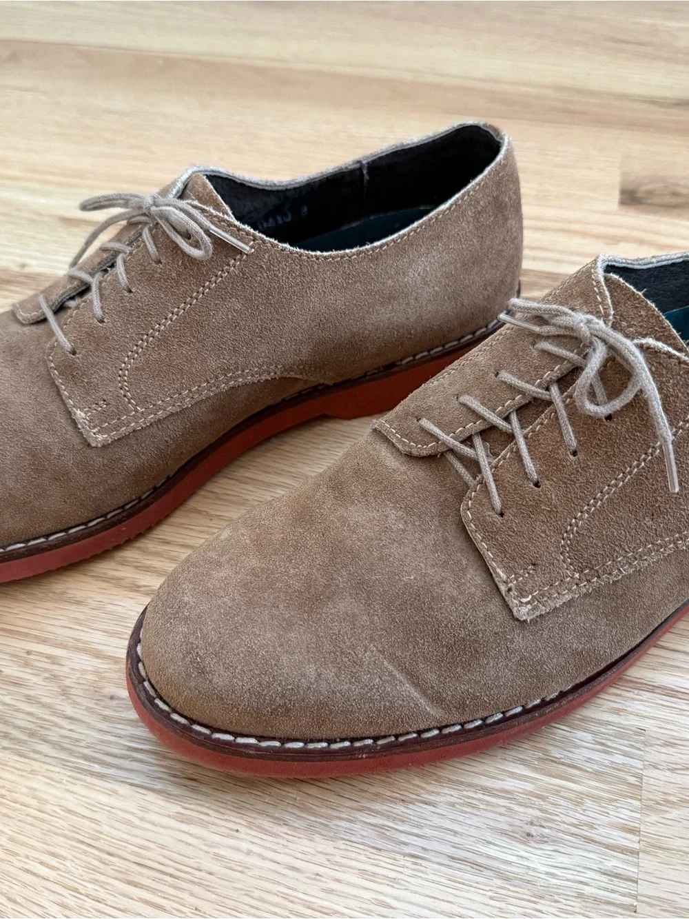 Bloomingdale's Men's Store Tan Suede Oxfords Men's EU 41 8 - 8.5 Made in Romania